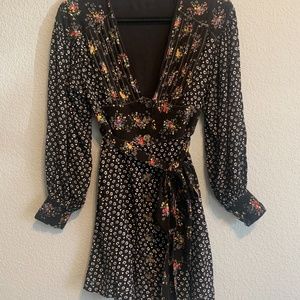Free People Black Patchwork Dress